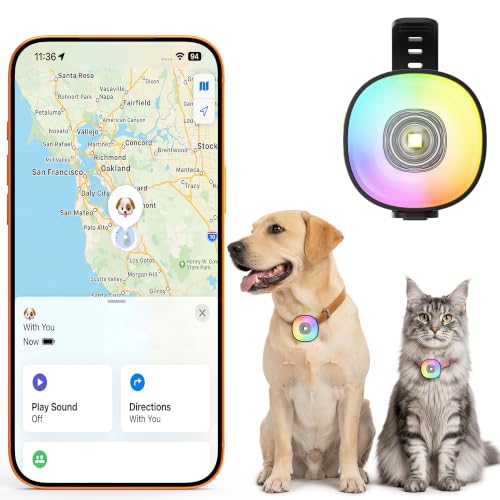 2-in-1 Dog Tracker GPS with LED Light, Pet GPS for Pets,Rechargeable
