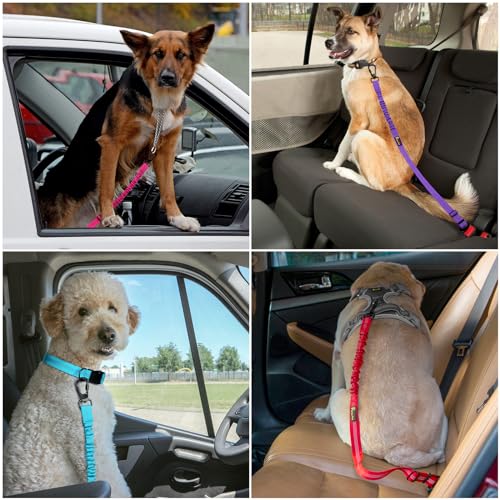Dog Seat Belt for Car, Adjustable Harness with Elastic Bungee - view 7