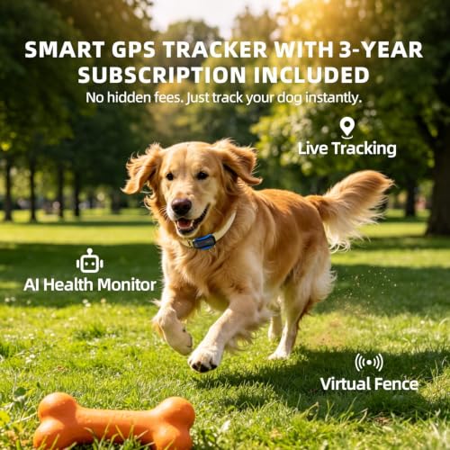 GPS Tracker for Dogs with 36 Month Subscription, Real-Time Location, Electronic Fence, Health Monitoring, Waterproof, for Medium Large Dogs, iOS Android - view 2