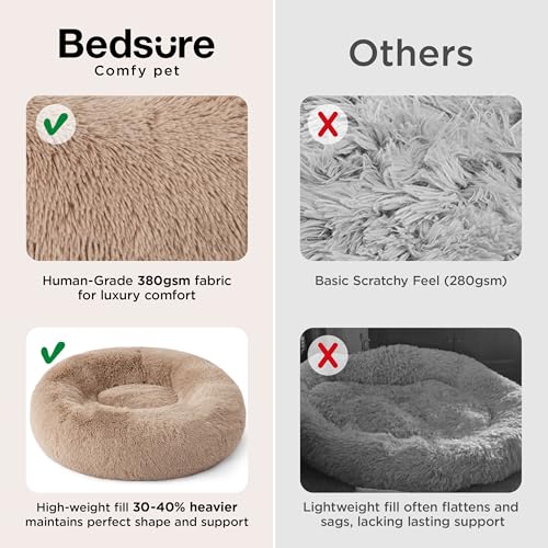 Calming Dog Bed Medium Size Dog Donut Washable Pet Bed,30ins Camel - view 4