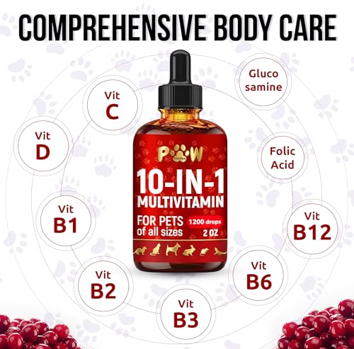 Liquid Multivitamin for Dogs with Glucosamine – Help with Allergies & UTIs – Dog Vitamins and Supplements – Cat Multivitamin for Hips & Joints – B, C & D3 for Coat Shining & Digestion – 2 oz - view 4