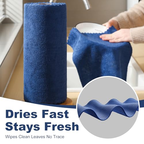 2 Roll Reusable Paper Towels,100 Sheets Tear Away Microfiber Cleaning Cloth, Lint Free Cleaning Rags for Kitchen, Dishcloth,Household Cleaning Supplies - view 2