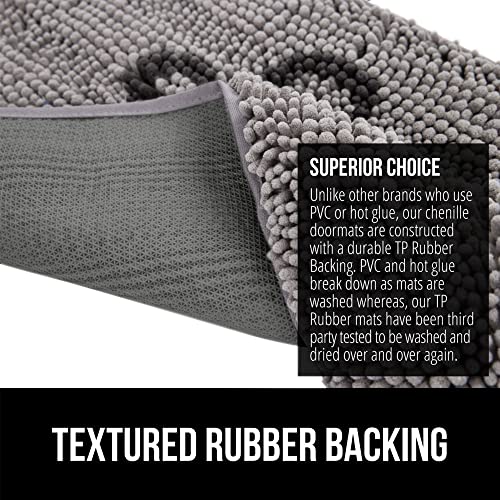 Bath Rug Shag and Pet Blanket, Chenille Doormat in 30x20 Inch Quick Dry Soft Microfiber in Paw Gray, Throw Blankets in 30x70 Inch Washable in Gray Black Paw, 2 Item Bundle - view 5