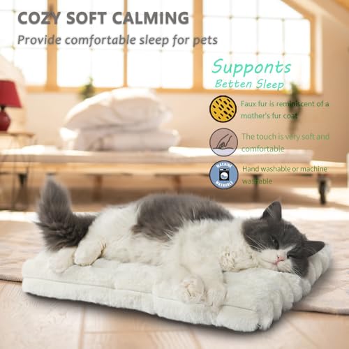 Pet Bed Extra Small 12 x 18 for Crate or Cage Fits Tiny Dogs And Indoor Cats With Rabbit,Washable XS Puppy Crate Bed Comfy Kennel Pad Anti-Slip Doggy Sleeping Mat Cushion for Mini Small Breeds,Cream - view 3