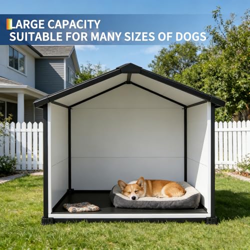 54" Large Outdoor Dog House for Two Big Dogs, Cement Gray - view 2
