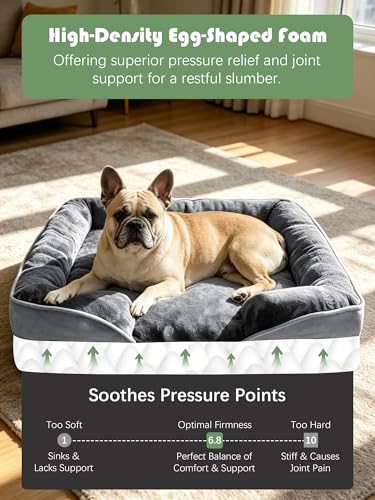 Orthopedic Dog Bed with Sides - Dog Sofa Beds for Medium Dogs, Supportive Foam Pet Couch Bed with Washable Removable Cover, Waterproof Lining and Non-Slip Bottom, Grey - M - view 4