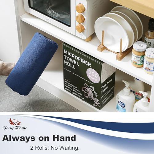 2 Roll Reusable Paper Towels,100 Sheets Tear Away Microfiber Cleaning Cloth, Lint Free Cleaning Rags for Kitchen, Dishcloth,Household Cleaning Supplies - view 5