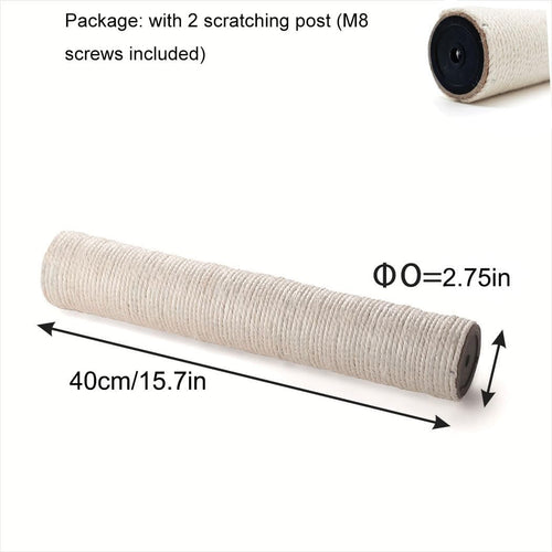 2 PCS M8 Cat Scratching Post Replacement,15.7Inch Sisal Pole Cat Tree Replacement Post with Screws,DIY Scratcher Scratching Post Replacement, Pad, Crafts Gardening Hammock Home Decorating - view 2