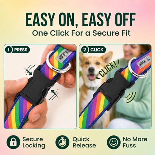 Characters, Adjustable Dog Collar,for Medium Dogs,Rainbow - view 4