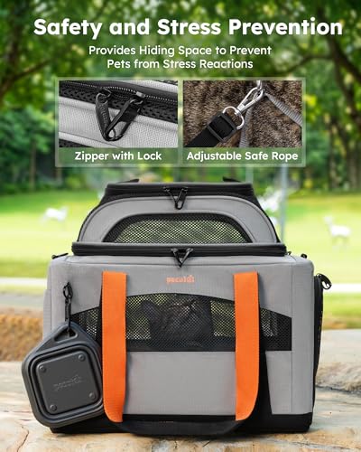 Cat Carrier,Top Expandable Dog Crate for Travel, Grey - view 5