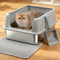 Stainless Steel Litter Box for Kitten,Metal Litter Box with Lid S
