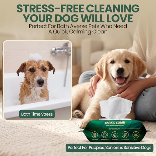 Bamboo Dog Wipes for Cleaning & Deodorizing - 8.5" x 9" 110 Compostable Hypoallergenic Pet Wipes for Dogs - Paws, Butt & Body - Puppy Face, Ear & Eye Cloths - Pet Supplies - view 3
