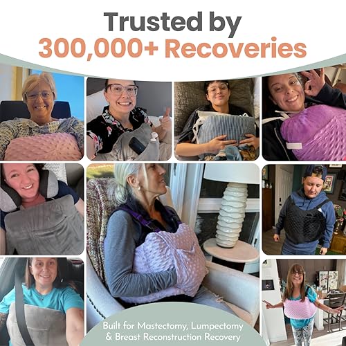 Post Mastectomy Pillow Heart - 4 Pcs Protective Set - Cozy Hand Muff & 5 Built-in Pockets - Breast Surgery Must Haves,Breast Reduction Recovery Supplies, Breast Augmentation,Post Op Essentials - view 4