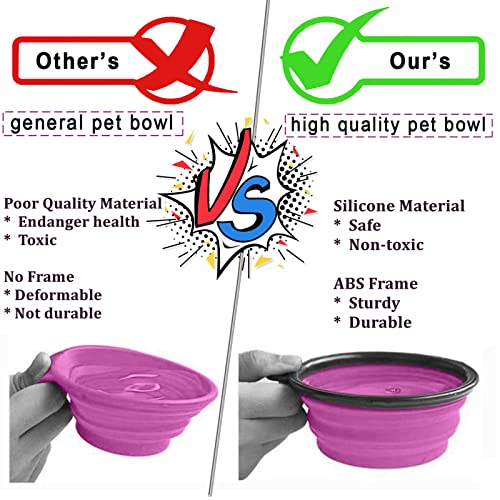 4 Pack Collapsible Dog Bowl Portable Foldable Travel Pets Bowls Cats Water Feeding Food Bowls Silicone Expandable Cup Dish Puppies for Walking Camping Outdoors with Carabiner Clip - view 6