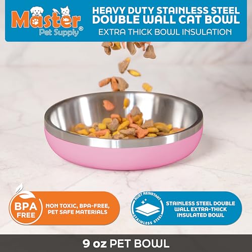 Stainless Steel Cat Bowls 9 oz Heavy Duty Hyper Pink - view 2