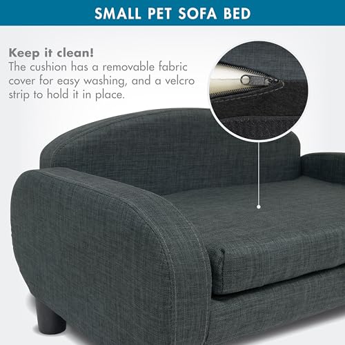 Cat Sofa Bed, Pet Couch for Indoor Cats Elevated Cat Beds with Removable Washable Mattress Cover for Kitten, Puppy or Small Animal- 31.5" Wide, Gray - view 4