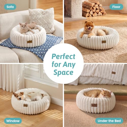 Cat Beds Washable Calming Donut Small Dog & Puppy Bed, 23in Cream - view 4