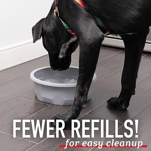 XL Dog Bowl (14 Cup) Hard Plastic Dog Bowl for Large Breeds - Indestructible Canine Dish for Tough Use - Outdoor Pet Water Dish - Gray - view 6