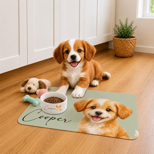 Personalized Pet Food Mat & Dog Bowl, Custom Name Dog Mat for Food & Water - view 3