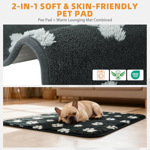 Washable & Waterproof Dog Whelping Pad, Super Absorbent & Soft Warm Plush Puppy Pads Potty Training, Quick Dry Reusable Pet Mats for Whelping Box Supplies,Playpen,Crate,24"*36" - view 4