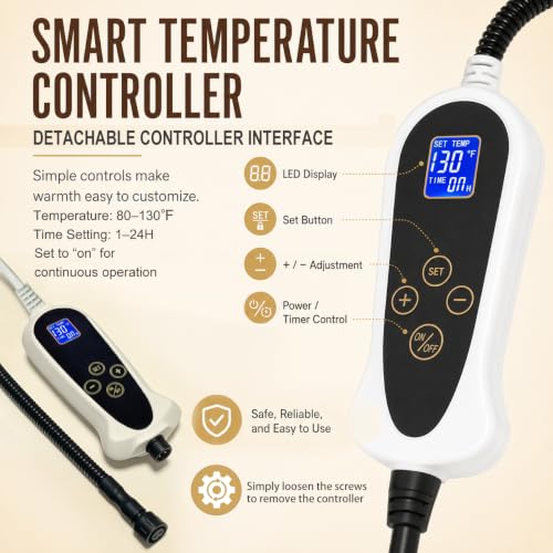Large Dog Heating Pad 35*24in with Intelligent Time&Temperature Controller - view 5