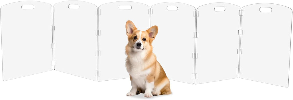 Modern Frame Clear Acrylic Freestanding Dog Gate - 32" Tall Folding 3-Panel Pet Barrier for Doorways, Stairs & Large Openings, Indoor Fence for Small to Large Dogs & Cats - view 8