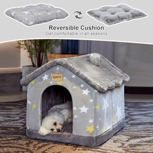 Cute Indoor Dog Houses, Dog Bed with Cover Cave,Soft Cozy Dog Cave Bed,Grey - view 4