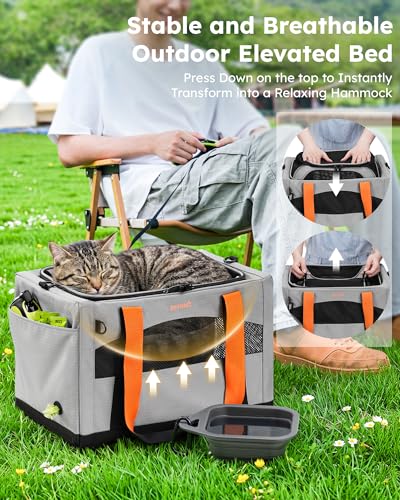 Cat Carrier,Top Expandable Dog Crate for Travel, Grey - view 4