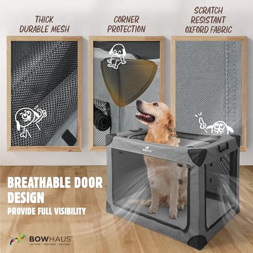 36 Inch Portable Travel Dog Kennel for Medium Dogs with Durable Mesh Windows and 2 Storage Pockets, Indoor & Outdoor for Car, Soft-Sided Collapsible Dog Crate with 4 Breathable Mesh Door - view 2