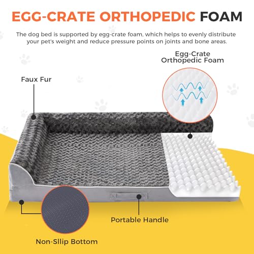 Orthopedic Dog Bed for Medium Size Dog, 36"x27"x6.5", Grey - view 2