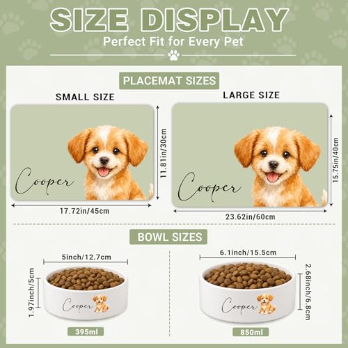 Personalized Pet Food Mat & Dog Bowl, Custom Name Dog Mat for Food & Water - view 4