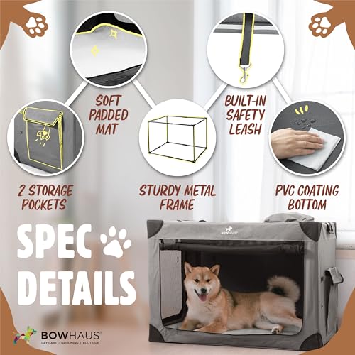 36 Inch Portable Travel Dog Kennel for Medium Dogs with Durable Mesh Windows and 2 Storage Pockets, Indoor & Outdoor for Car, Soft-Sided Collapsible Dog Crate with 4 Breathable Mesh Door - view 5