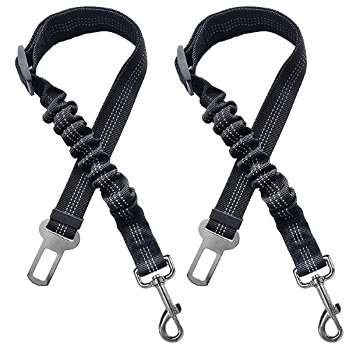 2 Dog Seatbelt Seat Belt Car Harness Leash Travel Accessories Bungee Anti Shock Pet Cat Adjustable Lead Clip Safety Seats Belts Black