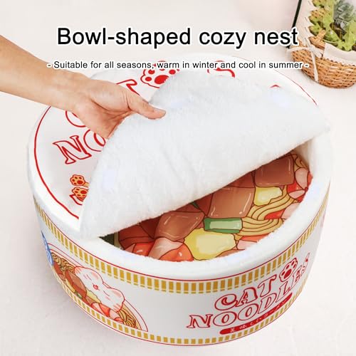 Ramen Noodle Cute Cat Bed,Soft Warm Washable Kitten Bed - view 3