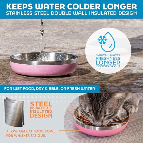 Stainless Steel Cat Bowls 9 oz Heavy Duty Hyper Pink - view 3
