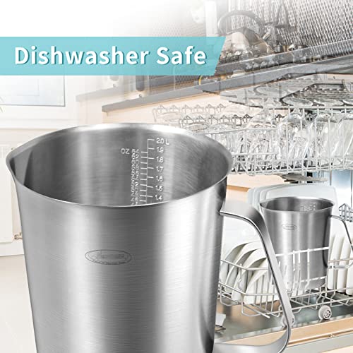 Measuring Cup, [Upgraded, 3 Measurement Scales, Including Cup Scale, ML Scale, Ounce Scale], Newness Stainless Steel Measuring Cup with Marking with Handle, 64 Ounces (2.0 Liter, 8 Cup) (Pack of 2) - view 5
