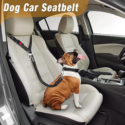 2 Piece Set Dog Seat Belt - Retractable Car Seatbelts, Adjustable Pet Restraint for Vehicle Headrest, Heavy Duty, Elastic & Durable Harness - view 2