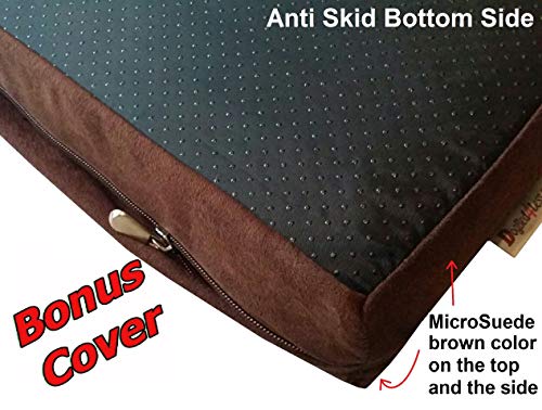 Orthopedic Memory Foam Dog Bed with Suede Khaki Cover, Waterproof Liner and Extra Pet Bed Case, Fit Large 42"X28" Crate - view 3