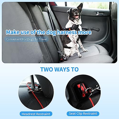 Dog Seat Belt Harness for Car,2pcs Dog Seatbelt of Coated Wire Leash Safety Restraint,No Chew Tether Cable Vehicle Dogs Accessories,Double Clips & Latch (2 Pack Black, 24 inch/60 CM) - view 2