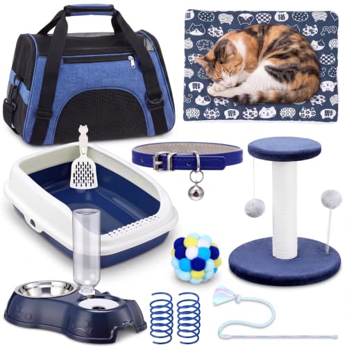 10 Pcs Kitten Starter Kit for Indoor, Classic, Medium, Dark Blue