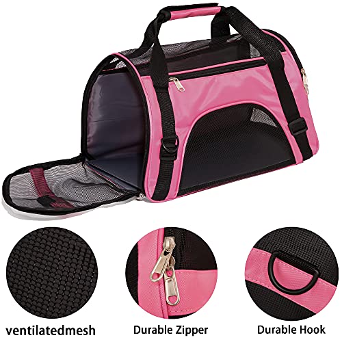 Cat Carrier for Cats Soft-Sided Travel Pat Carrier for Cat with Wooden Padding Board Airline Approved Lightweight Comfortable Cat Bag for Puppy Small Pets (Small, Pink) - view 4