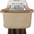 Large Rectangle Woven Jute Rope Storage Basket 22"x17"x12"