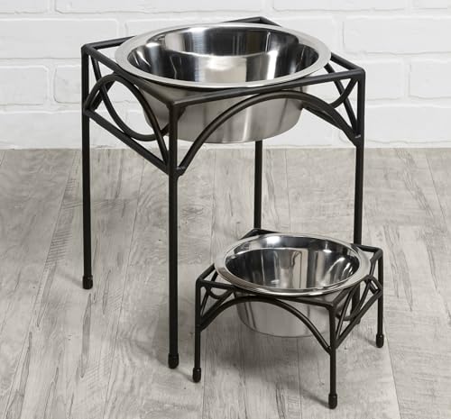 Regal Single Bowl Raised Feeder - Elevated Feeding Station - Metal, Wrought Iron Dog Bowl, Best Single Diner, Pet Bowl for Small, Medium, Large and XL Dogs - (Medium - 7" Tall) - view 3