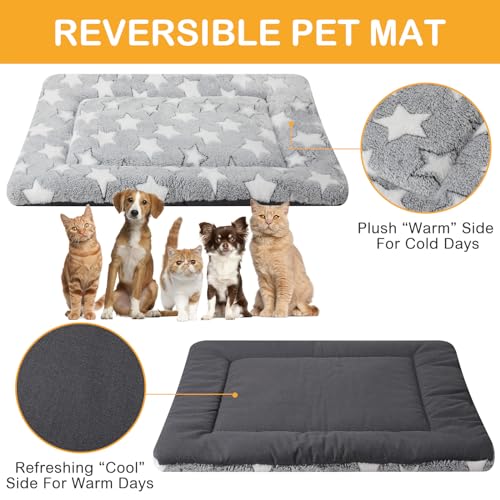 4 Pcs Dog Crate Pads Soft Warm,20 x 30 x 1.6 Inch,Star,Gray - view 2