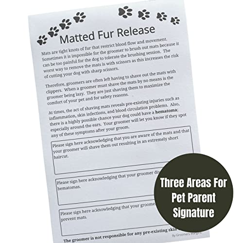Matted Fur Release Forms for Dog Grooming Salons (Pad of 100, 5.5 X 8.5 Inches) - Addressing Mats - view 2