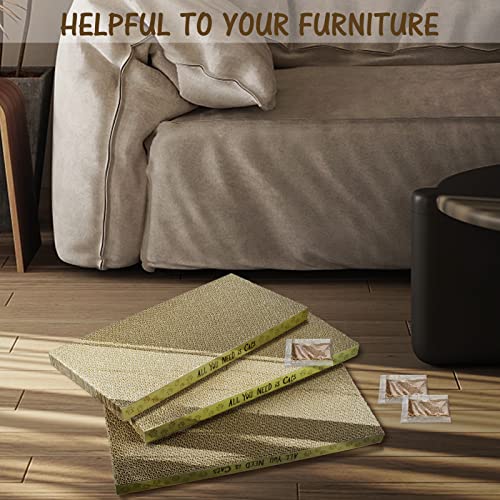 3 Pack Cardboard Cat Scratcher Pads Cat Scratching Board for Indoor Cats 16.5″Lx8.1″Wx0.8″H Dual-Side Corrugated Cats Scratching Post Reusable Supplies - view 4
