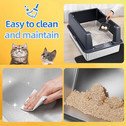 XXXL Extra Large Stainless Steel Litter Box, 28" L x 20" W x 14" H Super Large Stainless Steel Litter Box, Suitable for Large Cats and Multiple Cats, Non-Sticky, Anti-Leakage, Easy to Clean - view 3