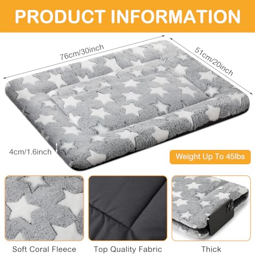 4 Pcs Dog Crate Pads Soft Warm,20 x 30 x 1.6 Inch,Star,Gray - view 3