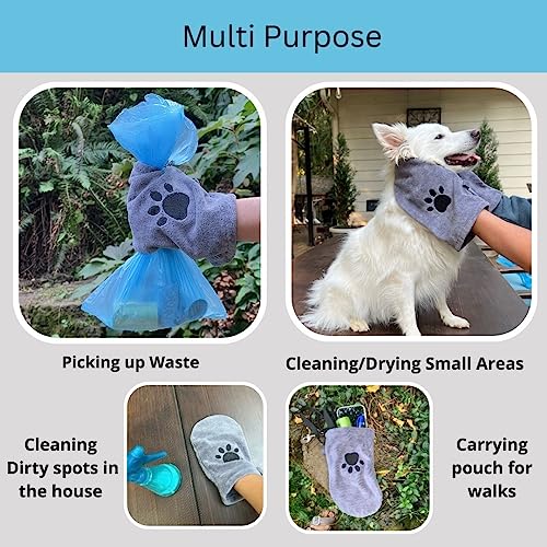 Microfiber Pet Towel Mitts - Paw Cleaning and Drying Mitts/Gloves for Dogs and Cats (Gray, Large - 2 Pack) - view 7
