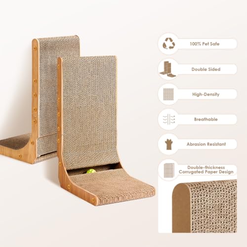 Cardboard Cat Scratcher for Indoor Cats, 26.8 Inch, Brown - view 2